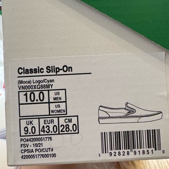 MOCA x Classic Slip-On 'Checkerboard - Cyan' New In Box - Picture 8 of 8